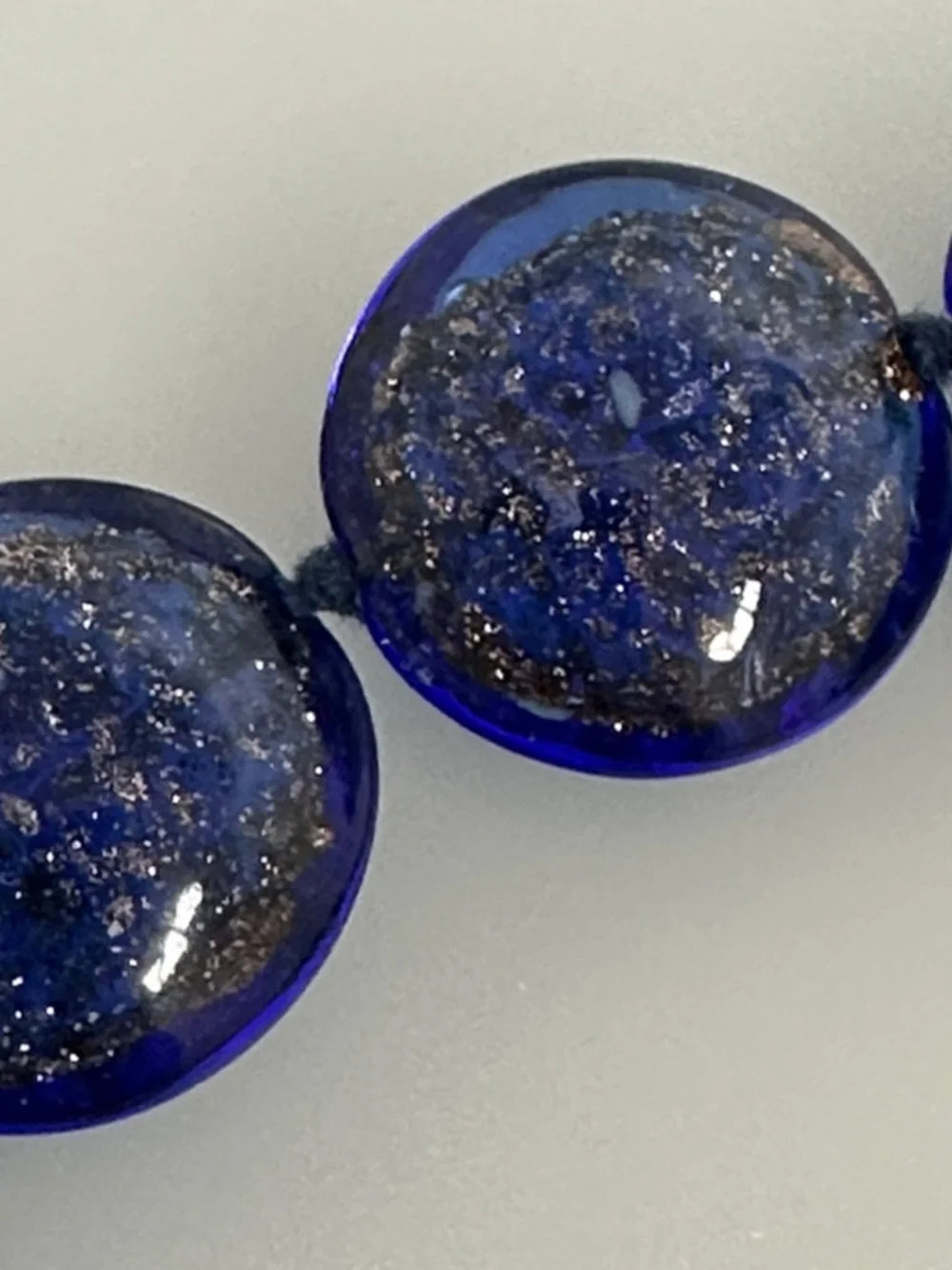 VENEZIA Blue Muranum Bead Necklace with Gold Accent